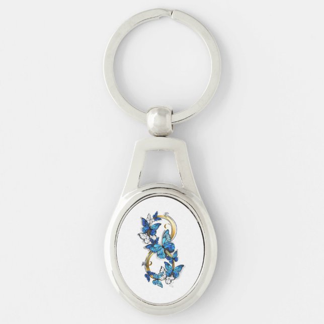 Symbol Infinity of Blue Morpho Butterflies Keychain (Front)