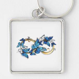 Symbol Infinity of Blue Morpho Butterflies Keychain