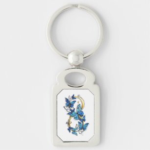 Symbol Infinity of Blue Morpho Butterflies Keychain