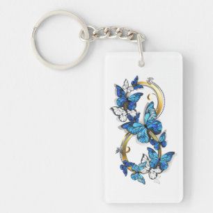 Symbol Infinity of Blue Morpho Butterflies Keychain