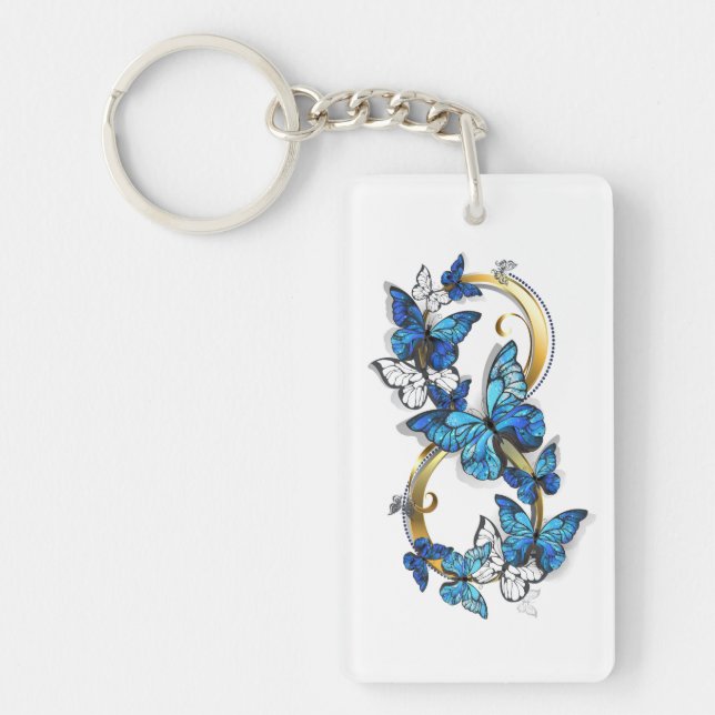 Symbol Infinity of Blue Morpho Butterflies Keychain (Front)