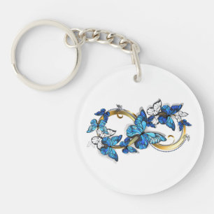 Symbol Infinity of Blue Morpho Butterflies Keychain