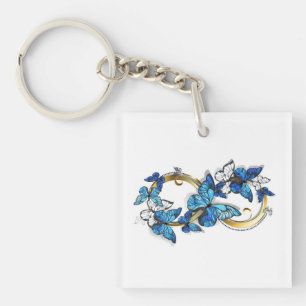 Symbol Infinity of Blue Morpho Butterflies Keychain