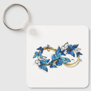 Symbol Infinity of Blue Morpho Butterflies Keychain
