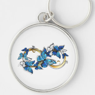 Symbol Infinity of Blue Morpho Butterflies Keychain
