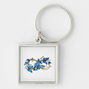 Symbol Infinity of Blue Morpho Butterflies Keychain