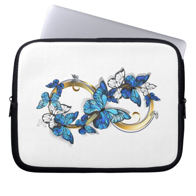 Symbol Infinity of Blue Morpho Butterflies Laptop Sleeve (Front)