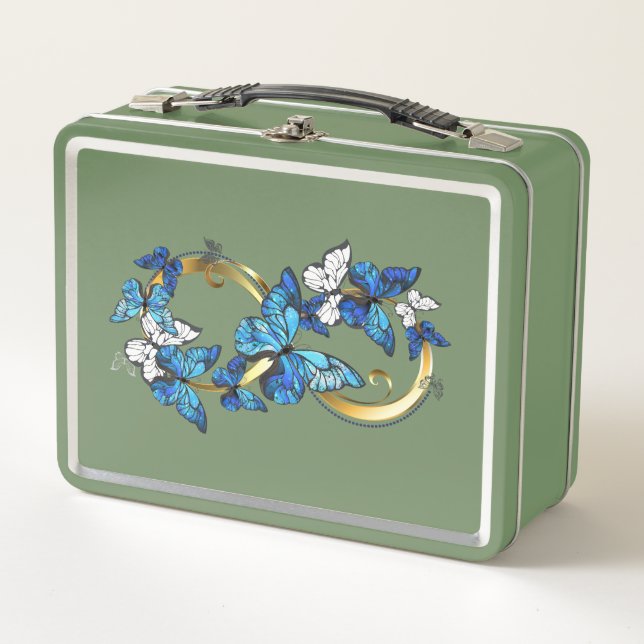 Symbol Infinity of Blue Morpho Butterflies Metal Lunch Box (Front)