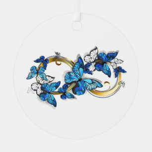 Symbol Infinity of Blue Morpho Butterflies Metal Ornament