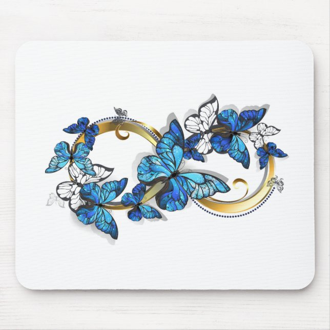Symbol Infinity of Blue Morpho Butterflies Mouse Pad (Front)