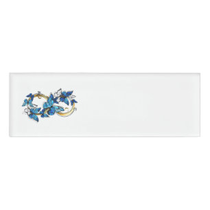 Symbol Infinity of Blue Morpho Butterflies Name Tag