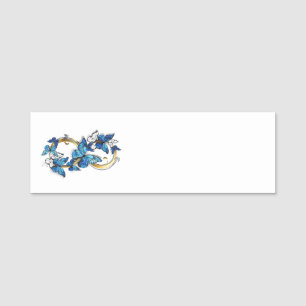 Symbol Infinity of Blue Morpho Butterflies Name Tag