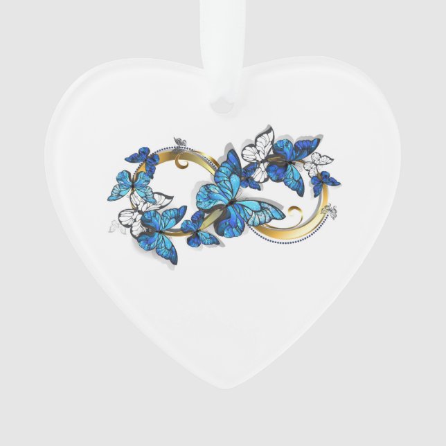 Symbol Infinity of Blue Morpho Butterflies Ornament (Front)