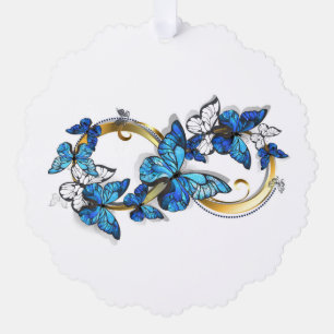 Symbol Infinity of Blue Morpho Butterflies Ornament Card