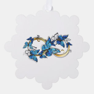 Symbol Infinity of Blue Morpho Butterflies Ornament Card