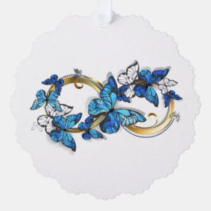 Symbol Infinity of Blue Morpho Butterflies Ornament Card
