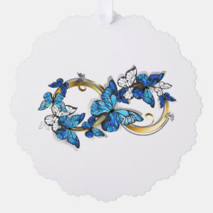 Symbol Infinity of Blue Morpho Butterflies Ornament Card