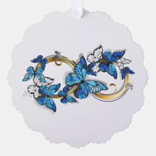 Symbol Infinity of Blue Morpho Butterflies Ornament Card
