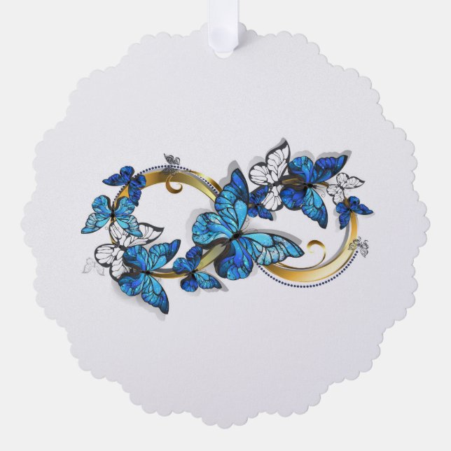 Symbol Infinity of Blue Morpho Butterflies Ornament Card (Front)