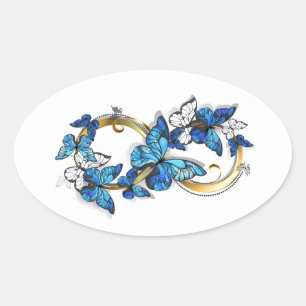 Symbol Infinity of Blue Morpho Butterflies Oval Sticker