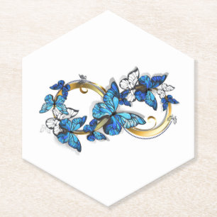 Symbol Infinity of Blue Morpho Butterflies Paper Coaster