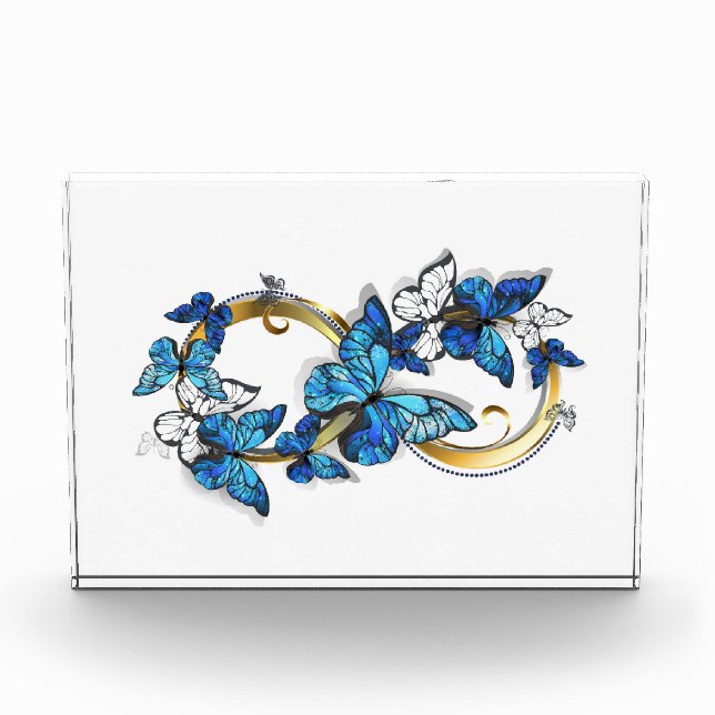 Symbol Infinity of Blue Morpho Butterflies Photo Block (Front)