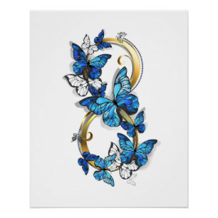 Symbol Infinity of Blue Morpho Butterflies Poster
