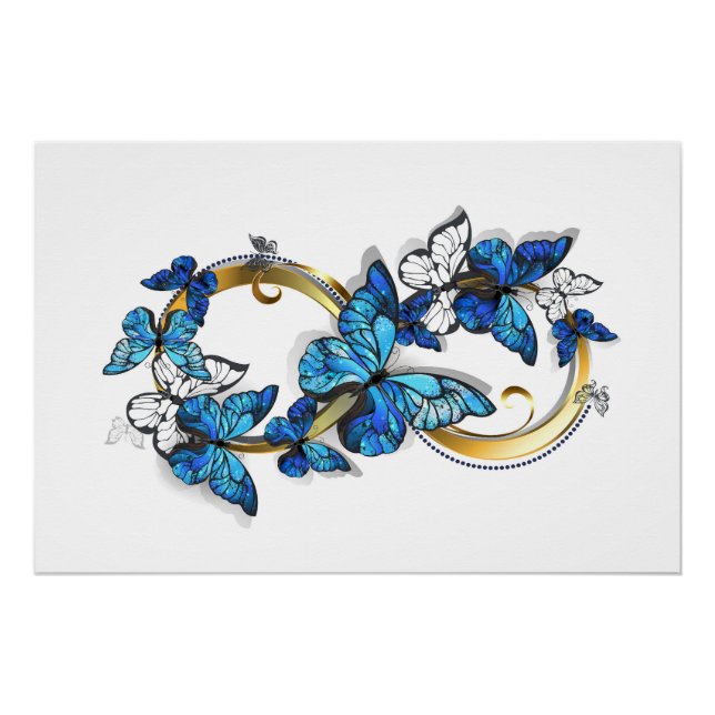 Symbol Infinity of Blue Morpho Butterflies Poster (Front)