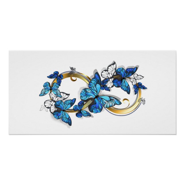 Symbol Infinity of Blue Morpho Butterflies Poster (Front)