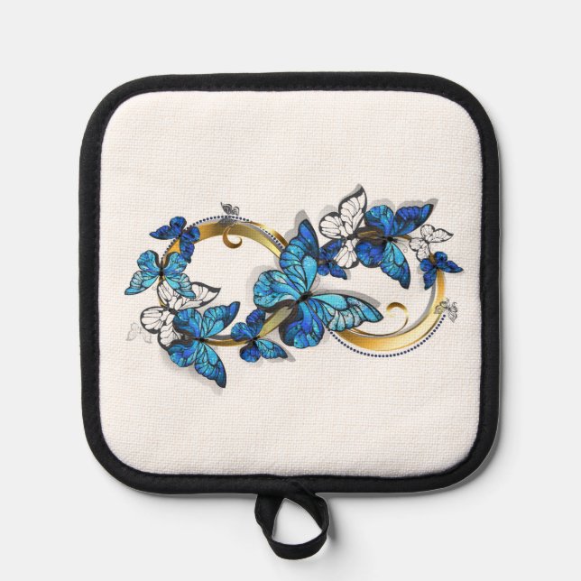 Symbol Infinity of Blue Morpho Butterflies Pot Holder (Front)