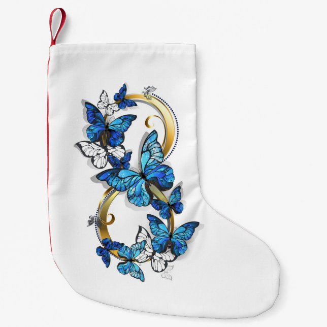 Symbol Infinity of Blue Morpho Butterflies Small Christmas Stocking (Front)