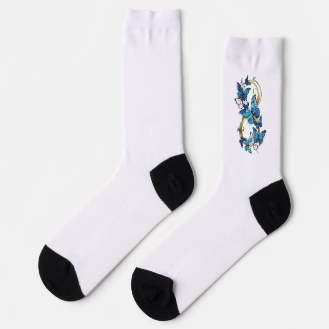 Symbol Infinity of Blue Morpho Butterflies Socks (Left)