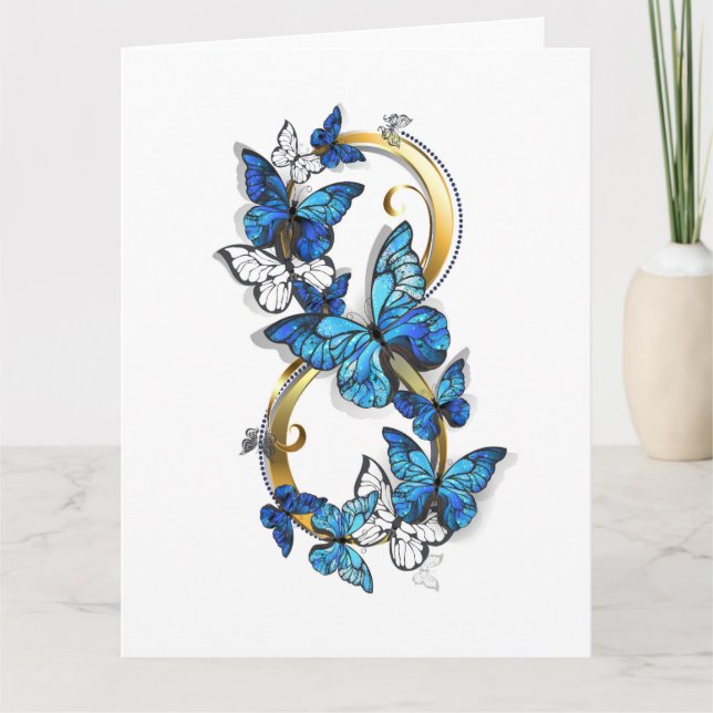 Symbol Infinity of Blue Morpho Butterflies Thank You Card (Front)