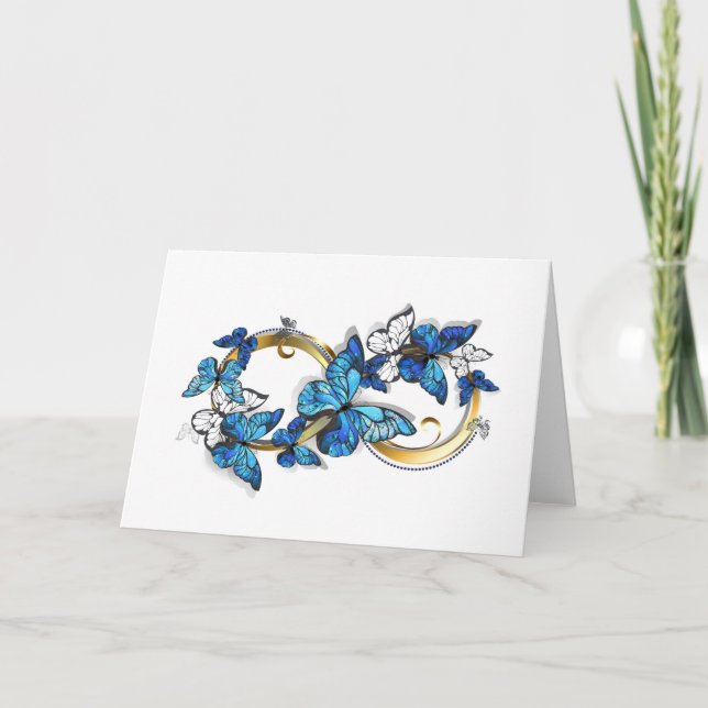 Symbol Infinity of Blue Morpho Butterflies Thank You Card (Front)