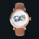 Symbol Infinity of Blue Morpho Butterflies Watch<br><div class="desc">Symbol infinity of gold,  decorated with realistic blue butterflies morpho on a white background. Design with butterflies. Morpho. Design with blue butterflies morpho.</div>
