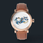 Symbol Infinity of Blue Morpho Butterflies Watch<br><div class="desc">Symbol infinity of gold,  decorated with realistic blue butterflies morpho on a white background. Design with butterflies. Morpho. Design with blue butterflies morpho.</div>