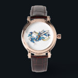 Symbol Infinity of Blue Morpho Butterflies Watch<br><div class="desc">Symbol infinity of gold,  decorated with realistic blue butterflies morpho on a white background. Design with butterflies. Morpho. Design with blue butterflies morpho.</div>