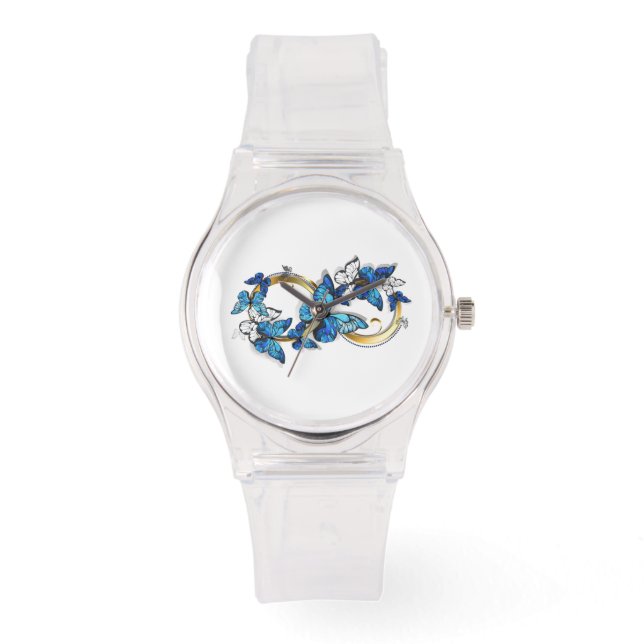 Symbol Infinity of Blue Morpho Butterflies Watch (Front)