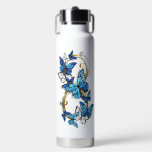 Symbol Infinity of Blue Morpho Butterflies Water Bottle<br><div class="desc">Symbol infinity of gold,  decorated with realistic blue butterflies morpho on a white background. Design with butterflies. Morpho. Design with blue butterflies morpho.</div>