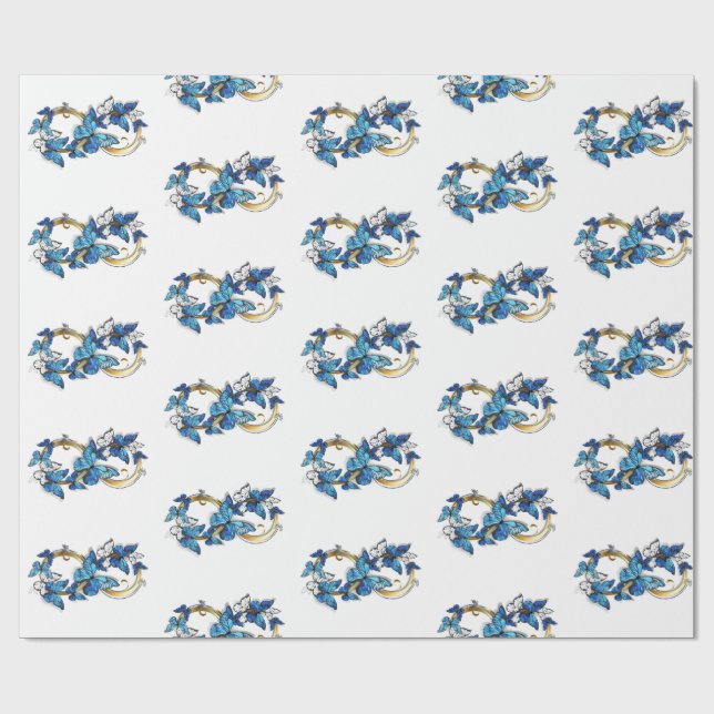 Symbol Infinity of Blue Morpho Butterflies Wrapping Paper (Flat)