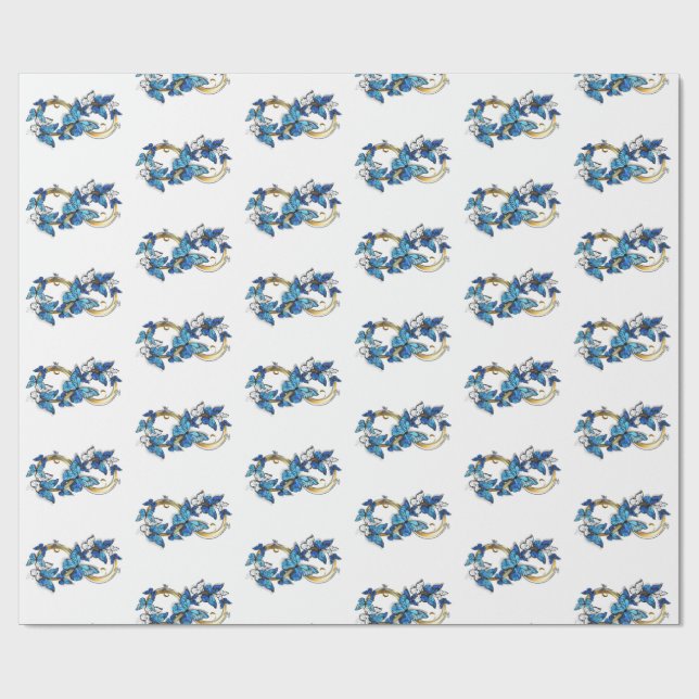 Symbol Infinity of Blue Morpho Butterflies Wrapping Paper (Flat)