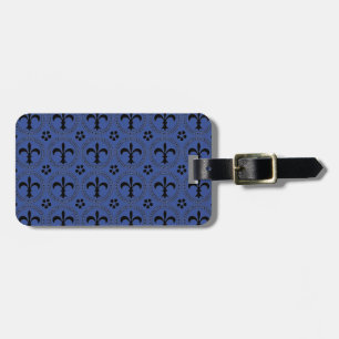 Symbol of Distinction: Fleur-de-lis On Blue Patter Luggage Tag