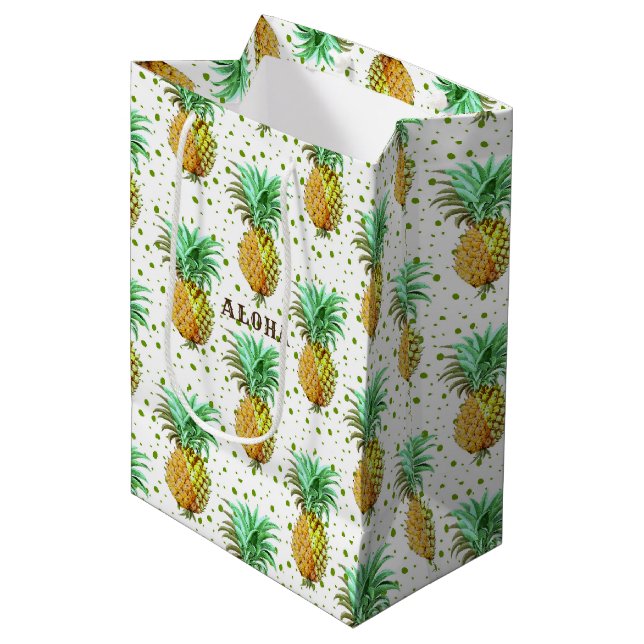 Symbol Of Hospitality-Pineapple Pattern Medium Gift Bag (Front Angled)
