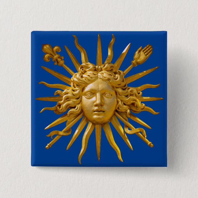 Symbol of Louis XIV the Sun King 2 Inch Square Button (Front)