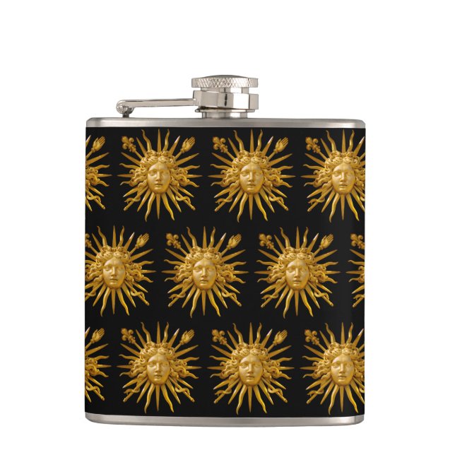 Symbol of Louis XIV the Sun King Hip Flask (Front)