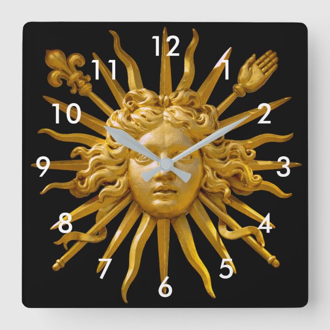 Symbol of Louis XIV the Sun King Square Wall Clock (Front)