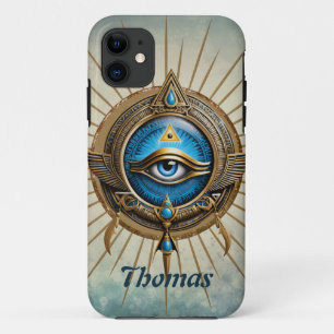 Symbol of the Egyptian allseeing eye, iPhone 11 Case