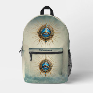 Symbol of the Egyptian allseeing eye,  Printed Backpack