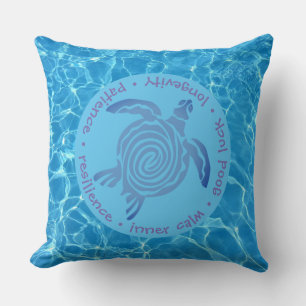 Symbol of the Sea Turtle - Blue Water Throw Pillow