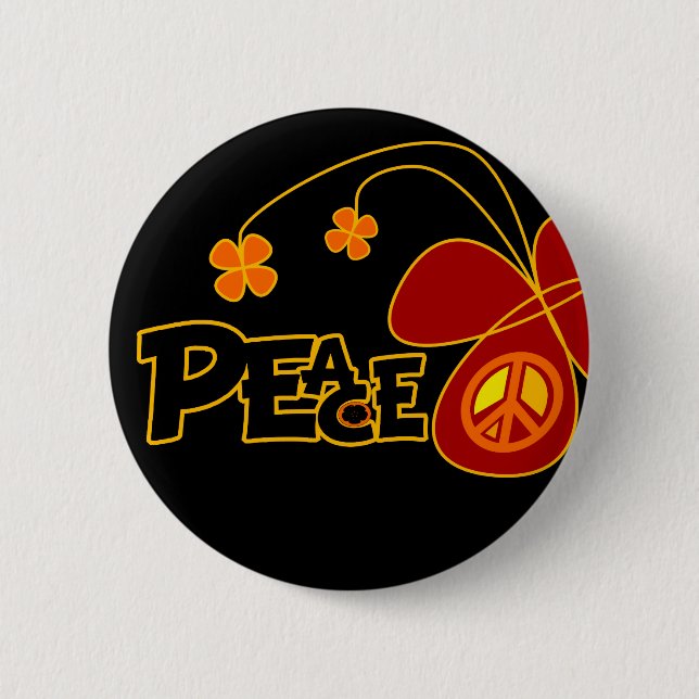 Symbol Peace Of Sign Butterfly 2 Inch Round Button (Front)
